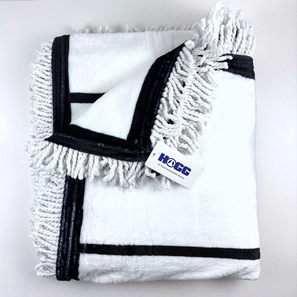 New HOGG 20 Panel Sublimatable Blanket Unisex OS White‎ DIY Photo Fringe Throw